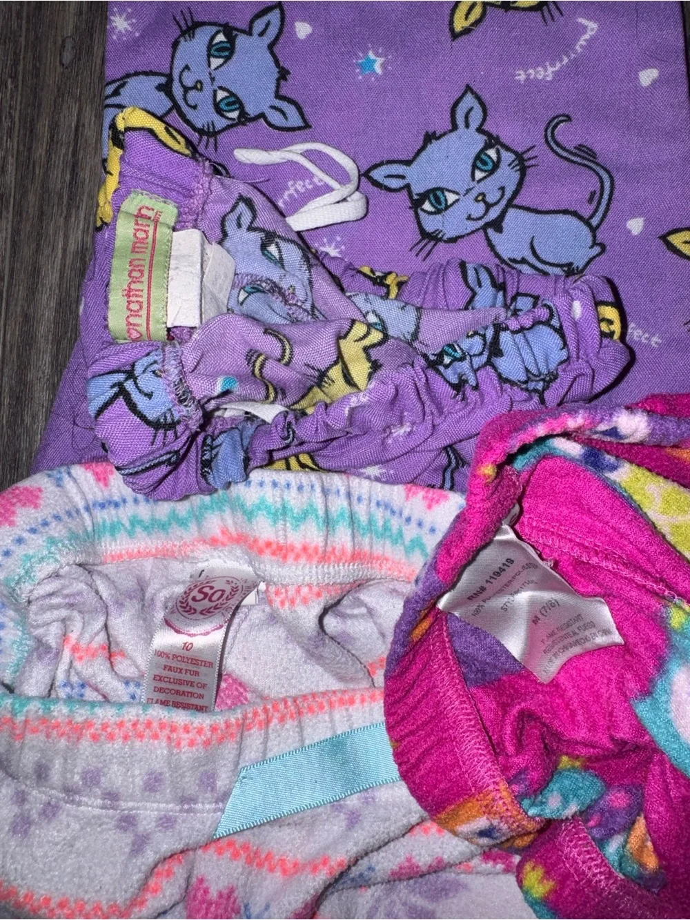 Kids Purple Cat Print Pajama Pants - Unbranded
